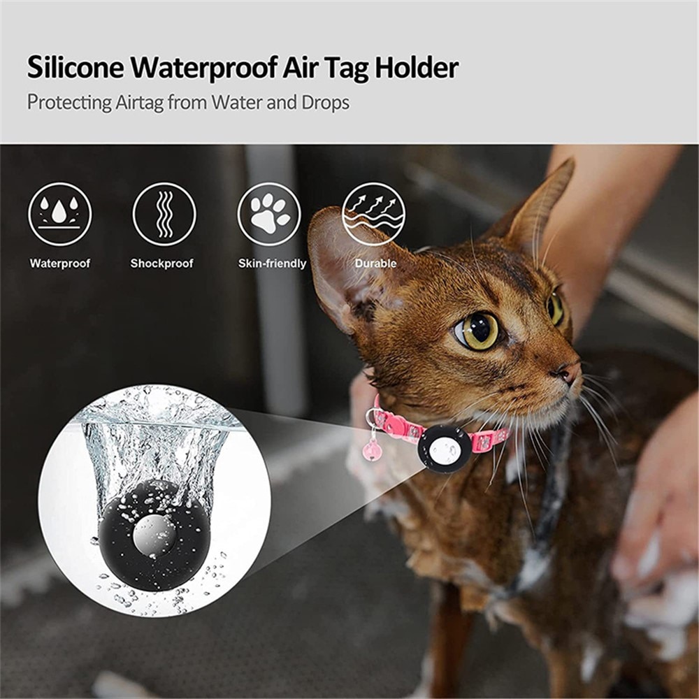 Apple AirTag Kattenhalsband reflecterande kattenpootjes  Roze
