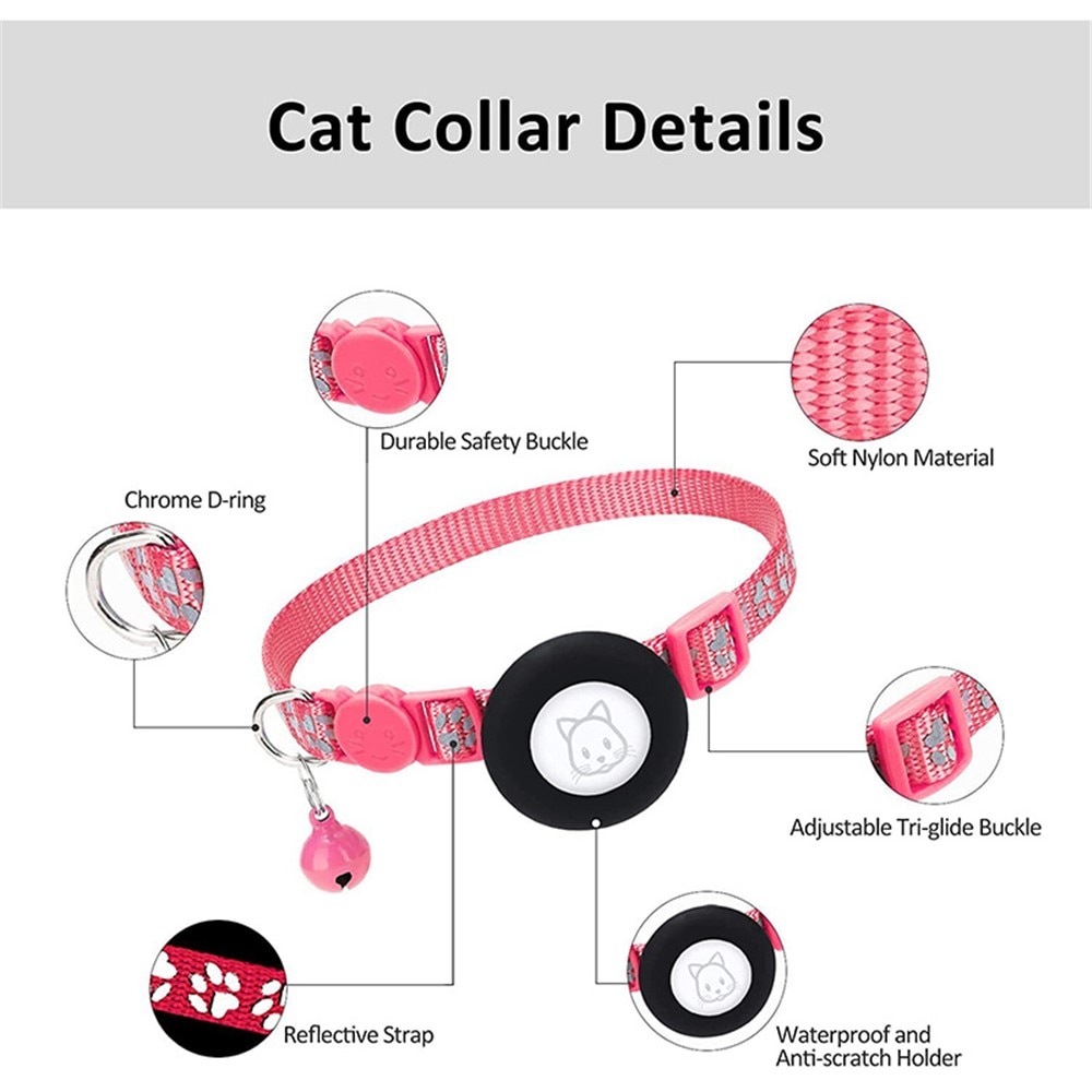Apple AirTag Kattenhalsband reflecterande kattenpootjes  Roze