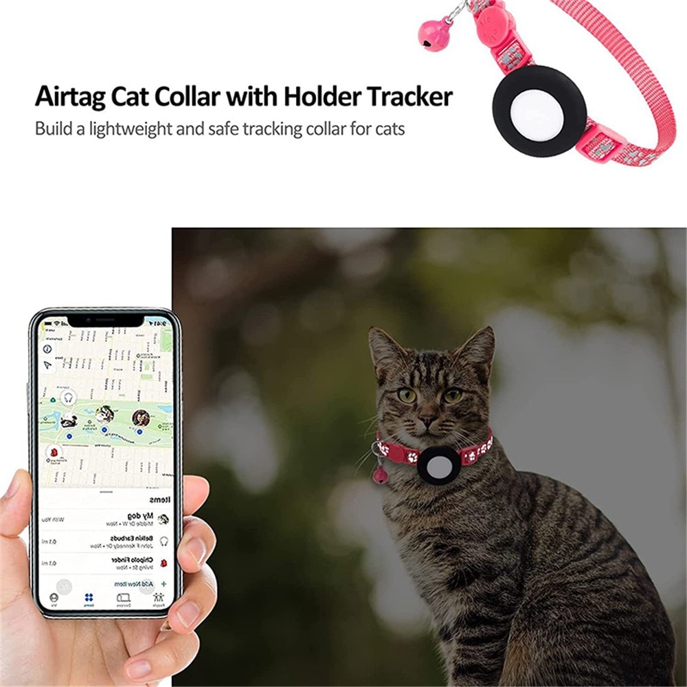 Apple AirTag Kattenhalsband reflecterande kattenpootjes  Roze