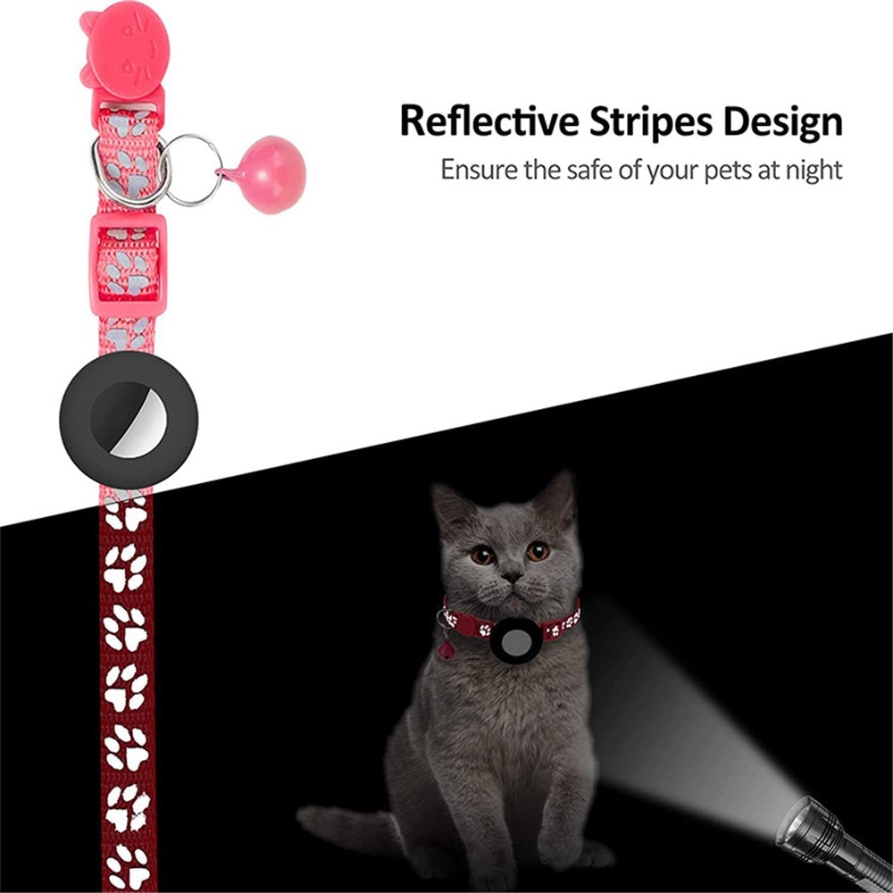 Apple AirTag Kattenhalsband reflecterande kattenpootjes  Roze
