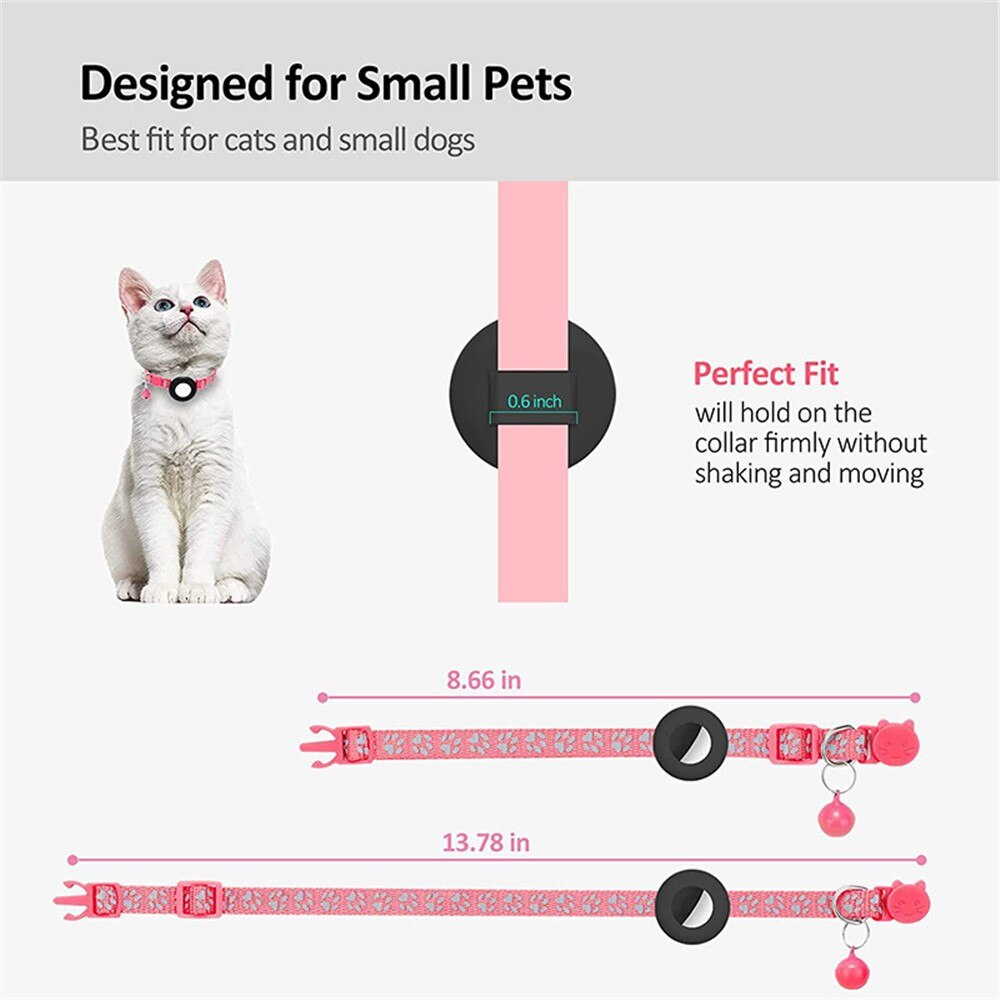 Apple AirTag Kattenhalsband reflecterande kattenpootjes  Roze