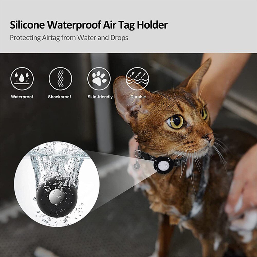 Apple AirTag Kattenhalsband reflecterande kattenpootjes zwart