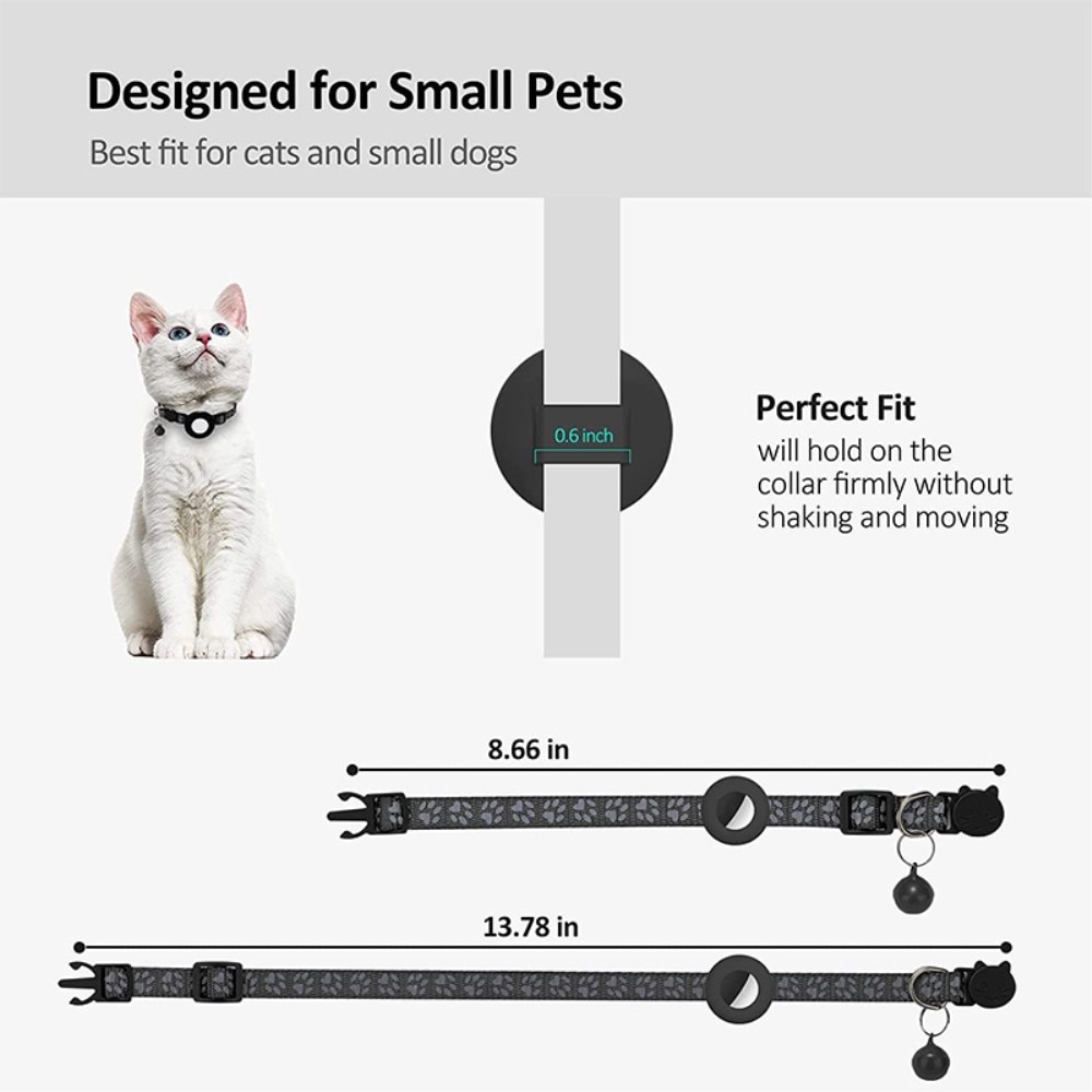 Apple AirTag Kattenhalsband reflecterande kattenpootjes zwart