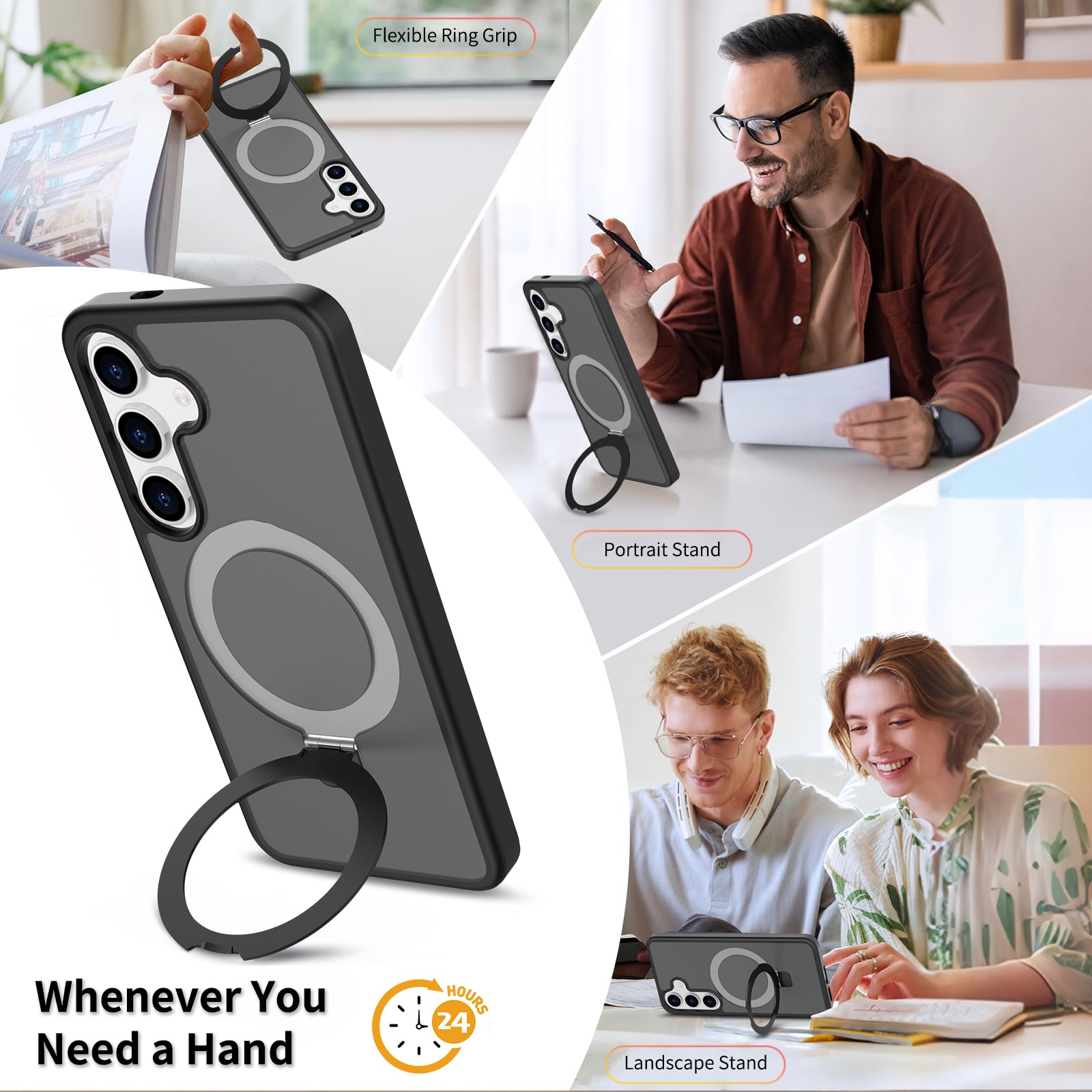 Samsung Galaxy S25 Hybridcase Magnetic Ring Zwart