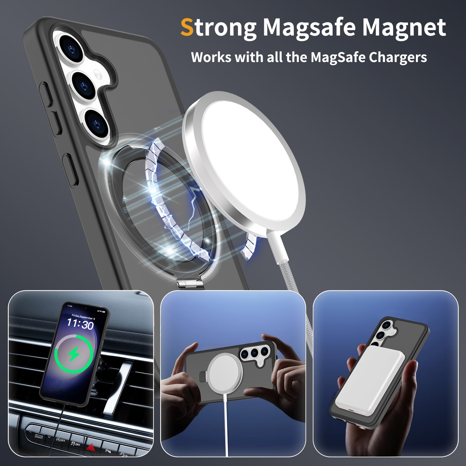 Samsung Galaxy S25 Hybridcase Magnetic Ring Zwart