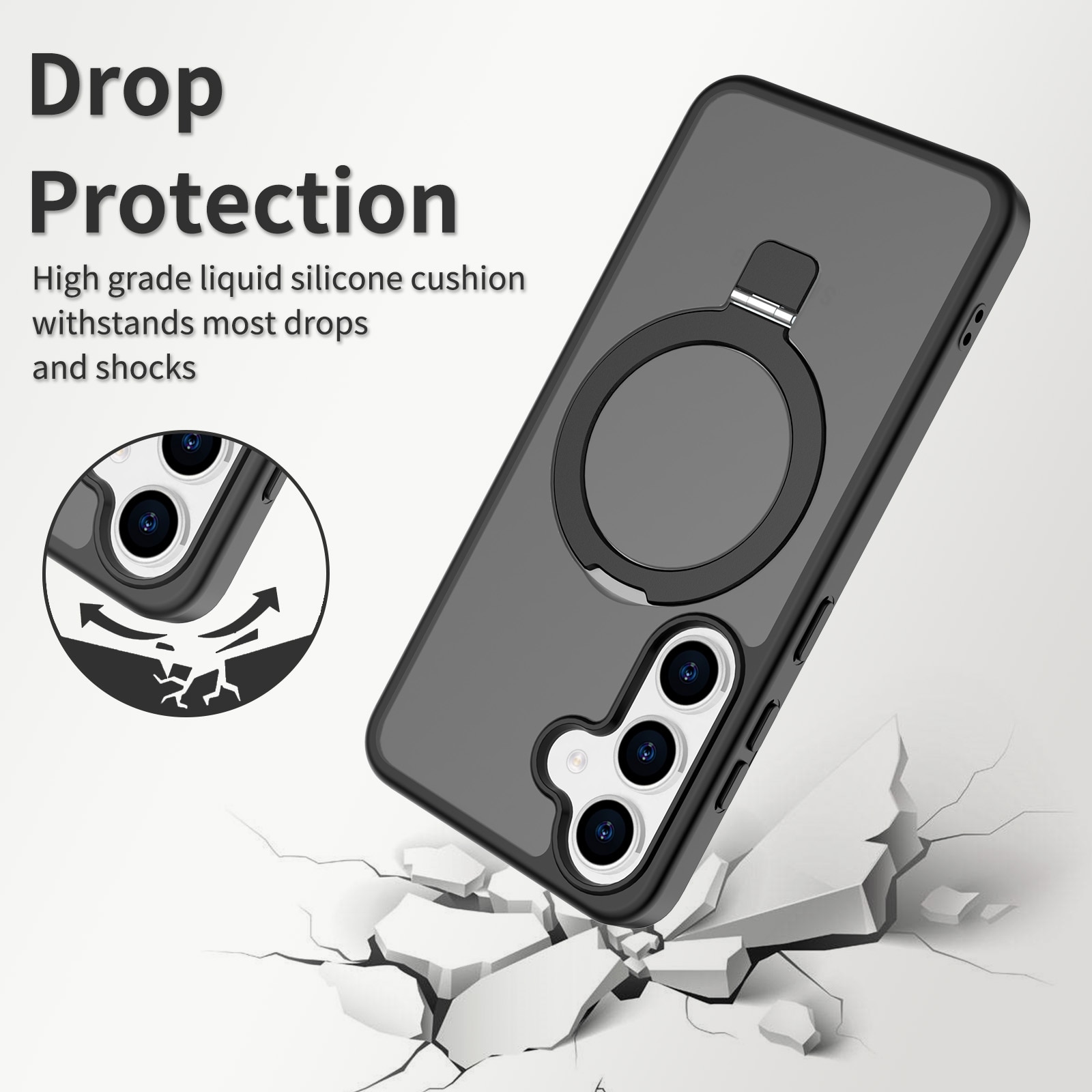Samsung Galaxy S25 Hybridcase Magnetic Ring Zwart