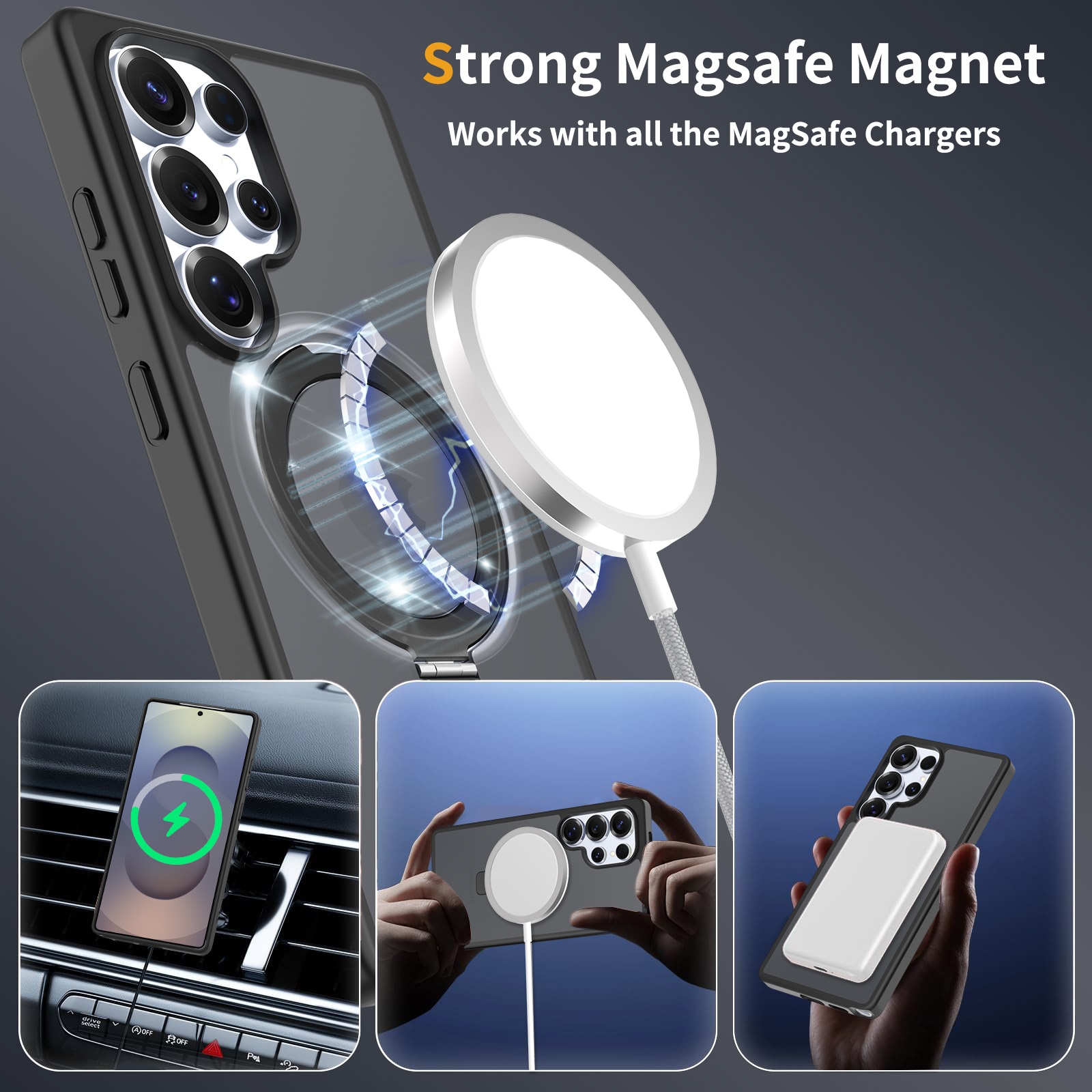 Samsung Galaxy S25 Ultra Hybridcase Magnetic Ring Zwart
