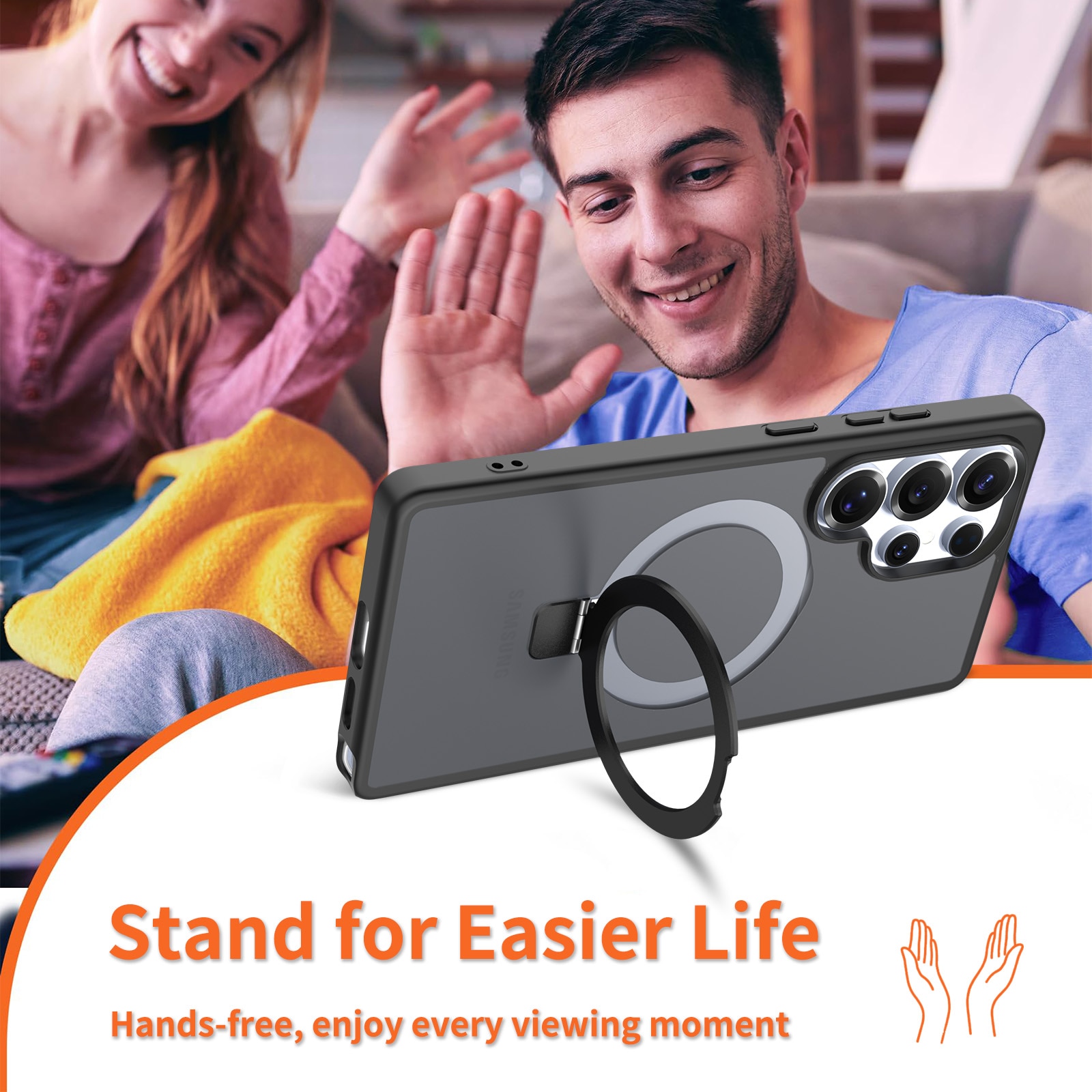 Samsung Galaxy S25 Ultra Hybridcase Magnetic Ring Zwart