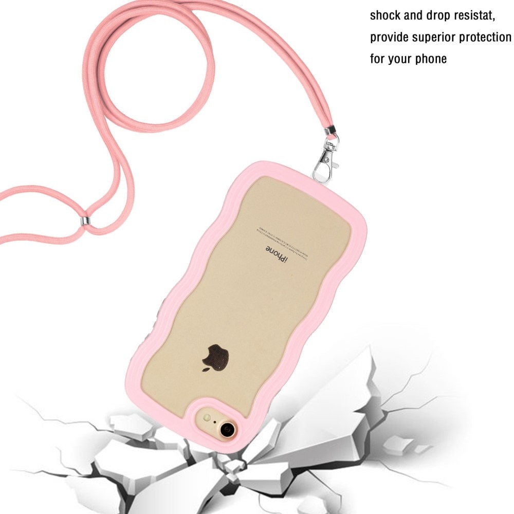 iPhone SE (2020) Wavy Edge Hoesje Halsband roze