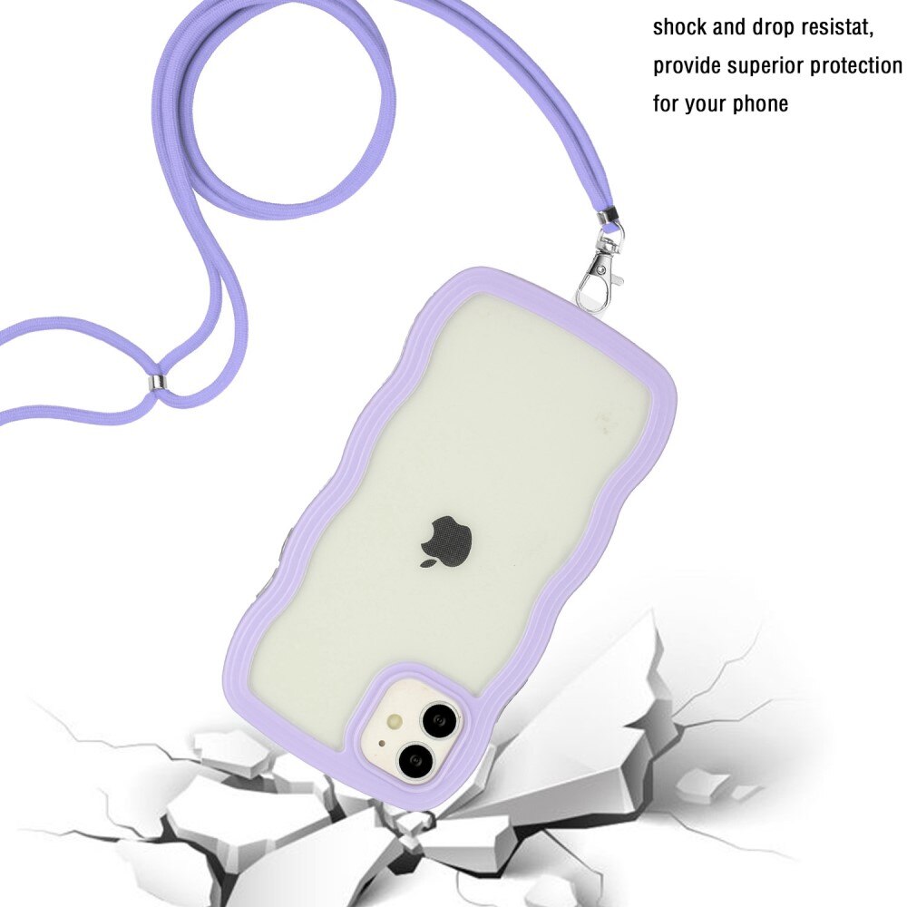 iPhone 11 Wavy Edge Hoesje Halsband Paars