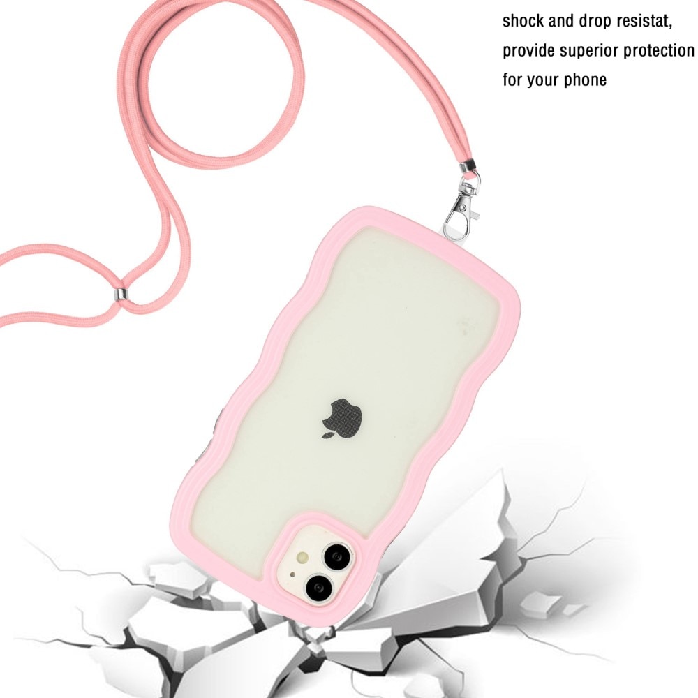 iPhone 11 Wavy Edge Hoesje Halsband roze