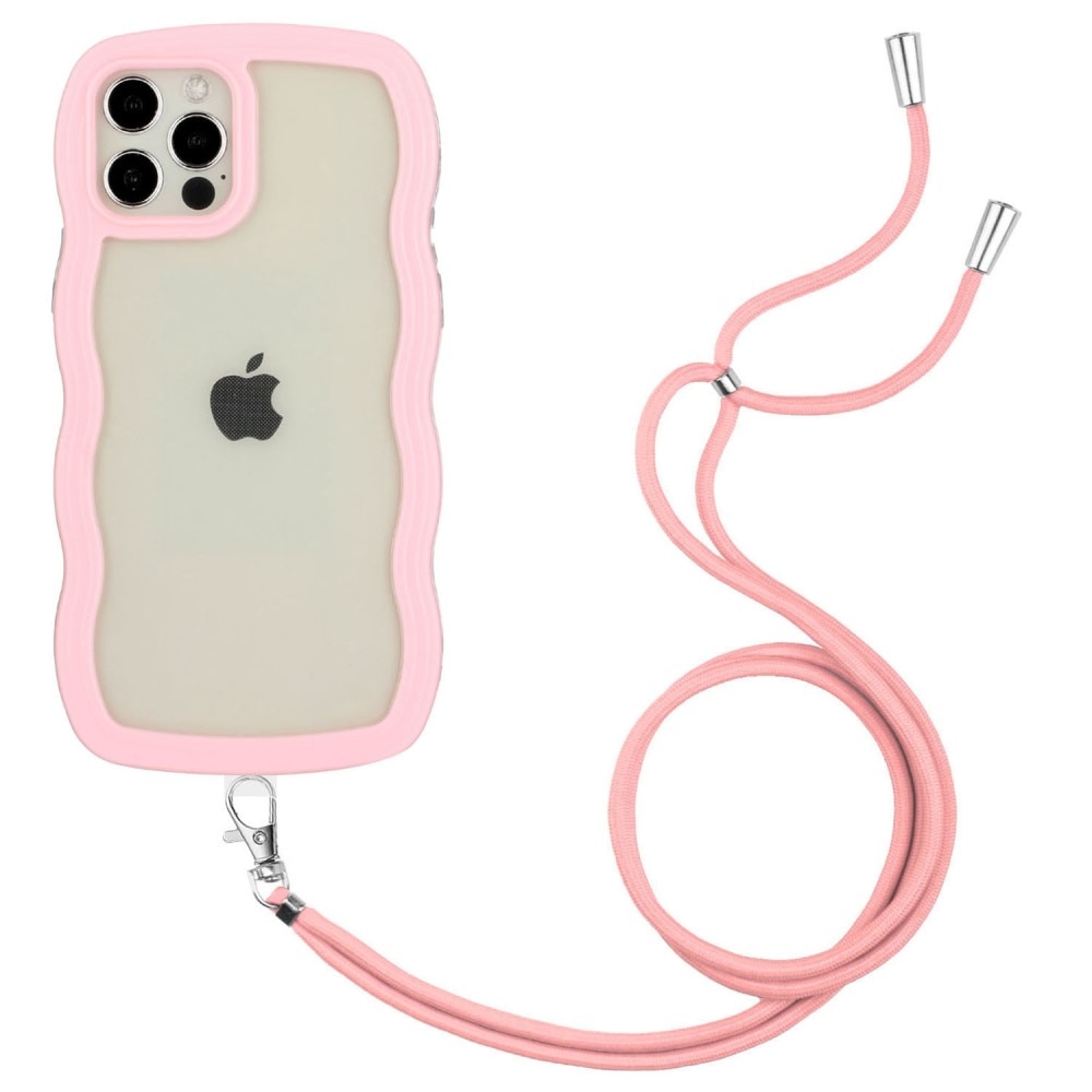 iPhone 12/12 Pro Wavy Edge Hoesje Halsband roze