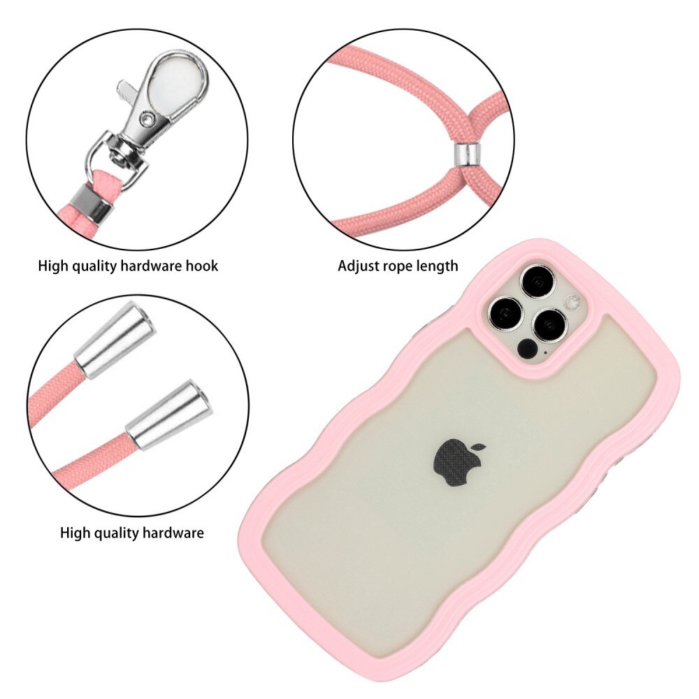 iPhone 12/12 Pro Wavy Edge Hoesje Halsband roze