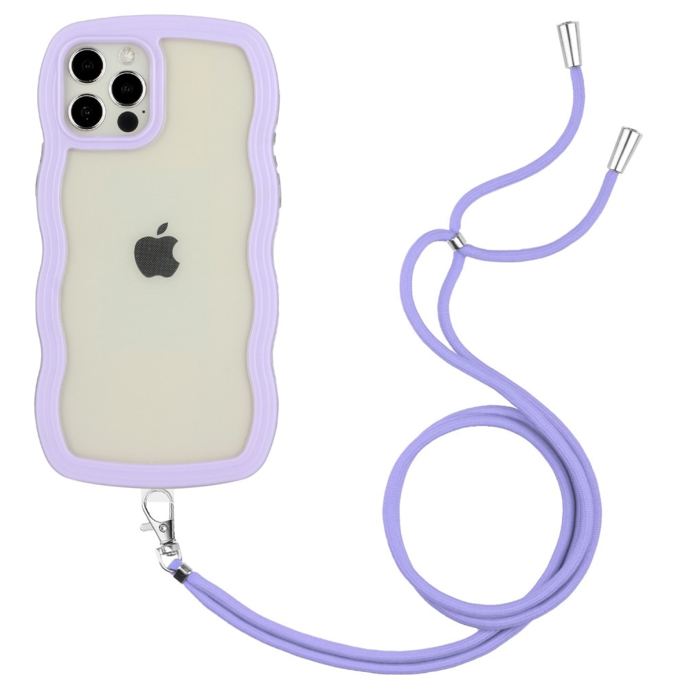 iPhone 12/12 Pro Wavy Edge Hoesje Halsband Paars