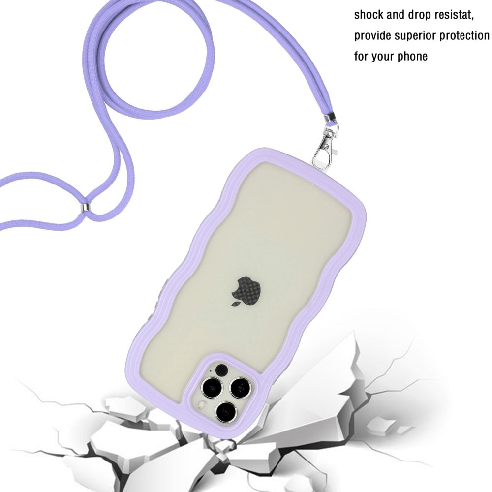 iPhone 12/12 Pro Wavy Edge Hoesje Halsband Paars