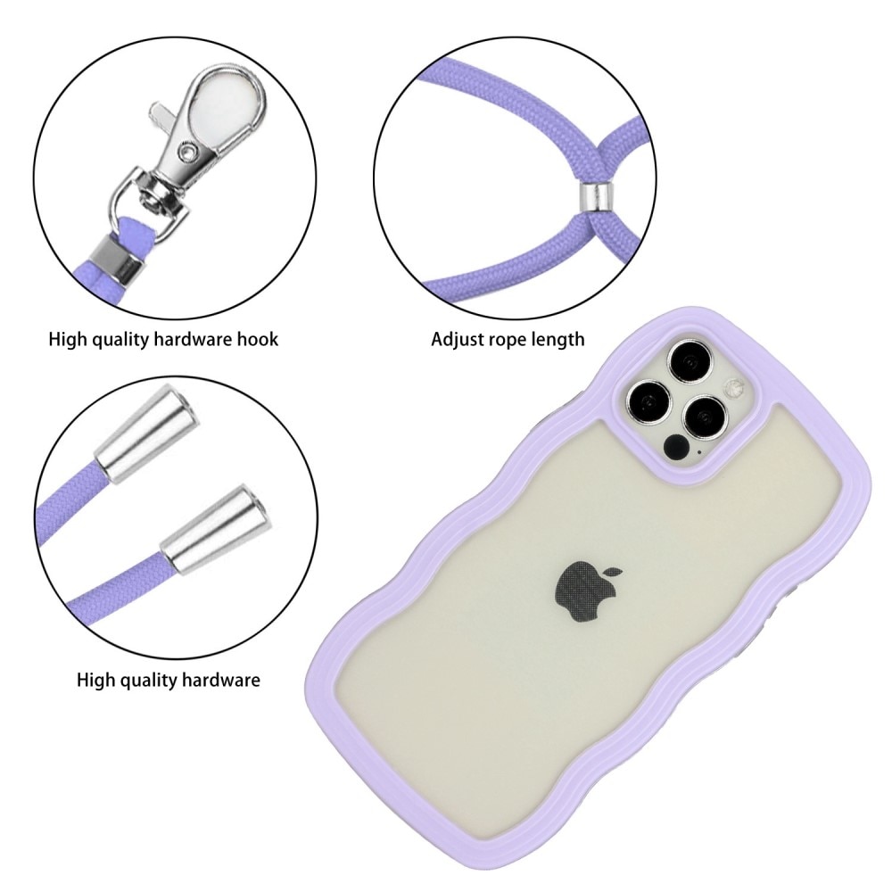 iPhone 12/12 Pro Wavy Edge Hoesje Halsband Paars