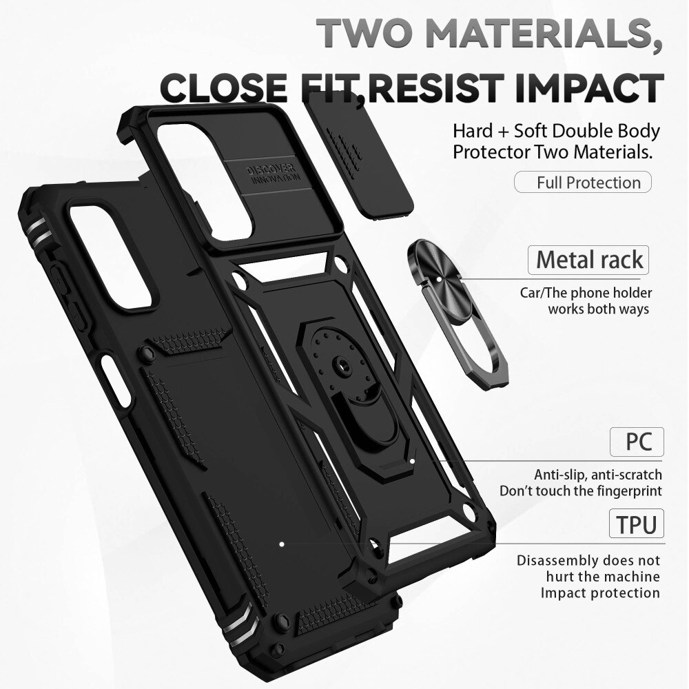 Samsung Galaxy A13 Hybridcase Ring + Camera Protector Zwart