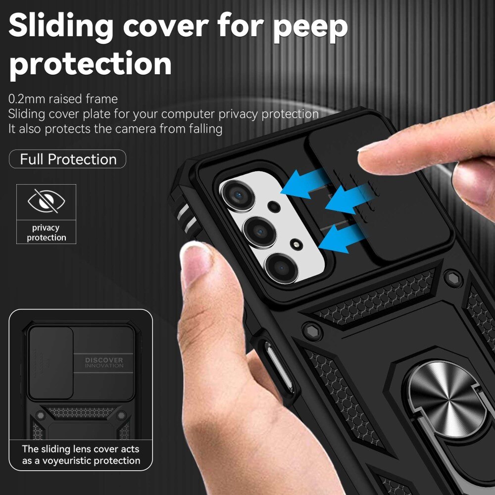 Samsung Galaxy A13 Hybridcase Ring + Camera Protector Zwart