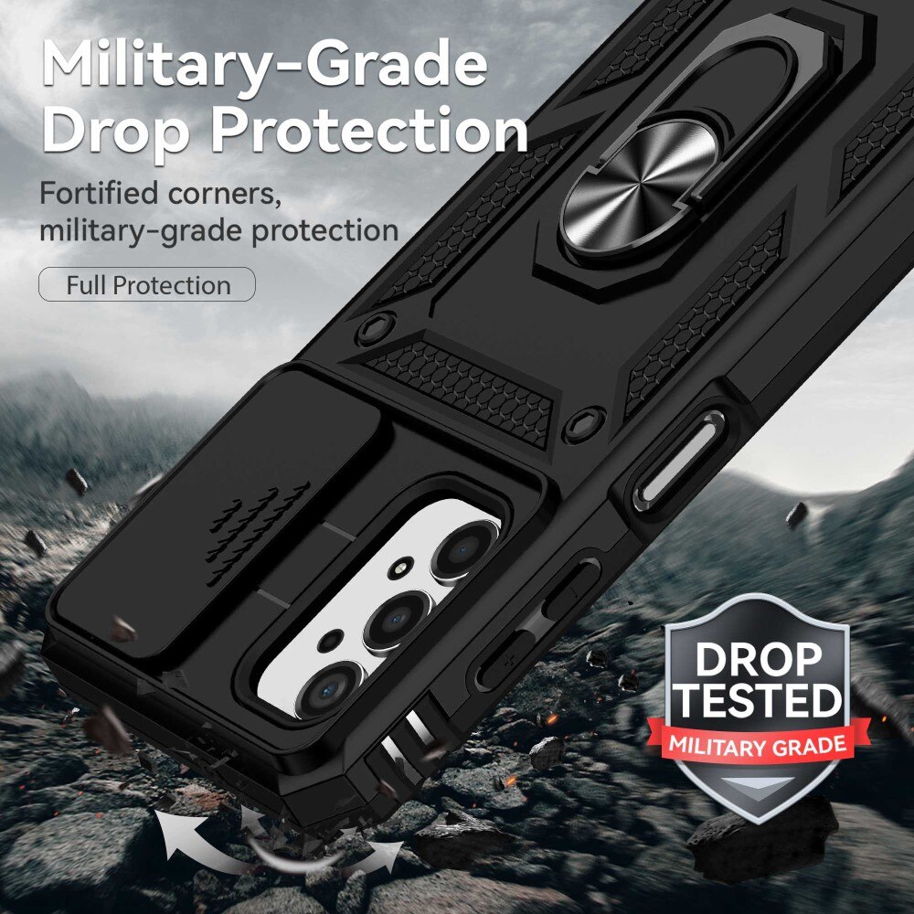 Samsung Galaxy A13 Hybridcase Ring + Camera Protector Zwart