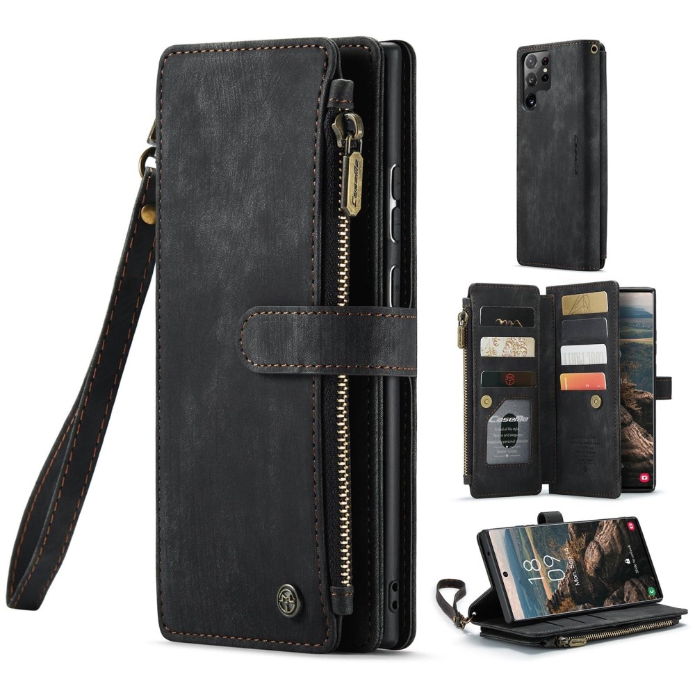 Bookcover hoesje Rits Samsung Galaxy S22 Ultra Zwart