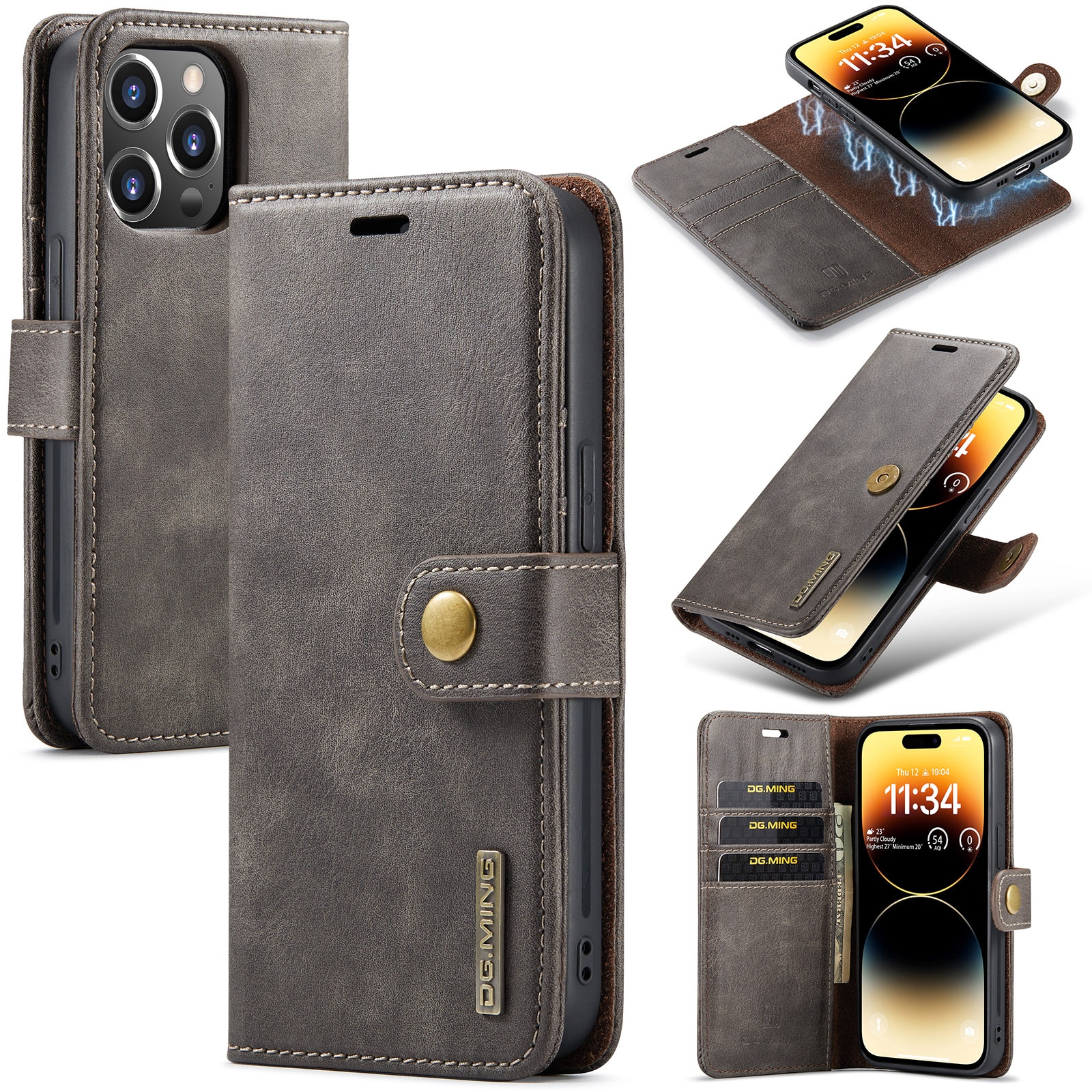 Magnet Wallet iPhone 14 Pro Max Brown
