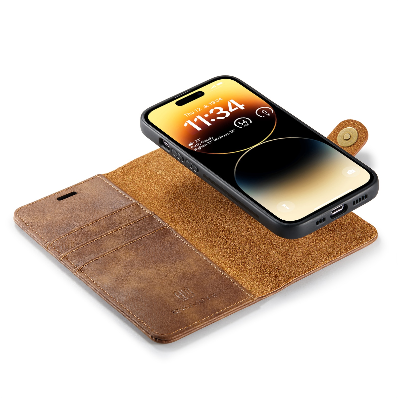 Magnet Wallet iPhone 14 Pro Cognac