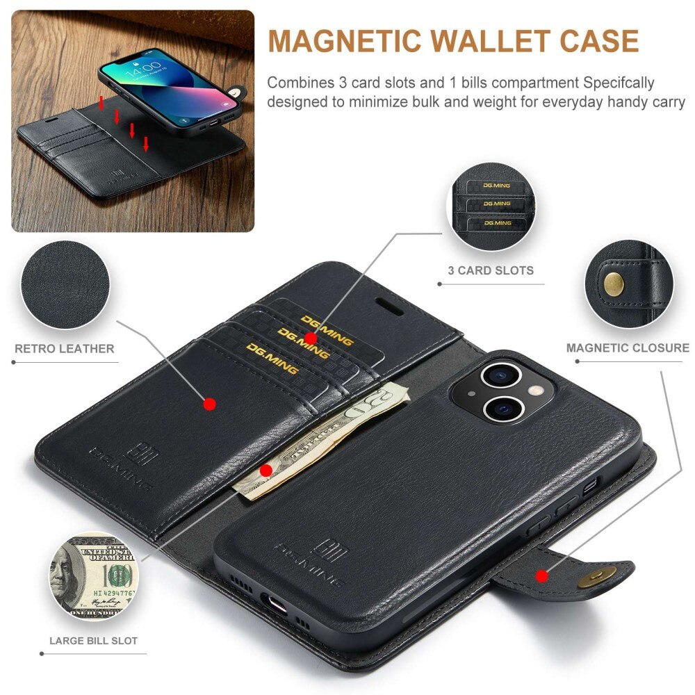 Magnet Wallet iPhone 14 Zwart