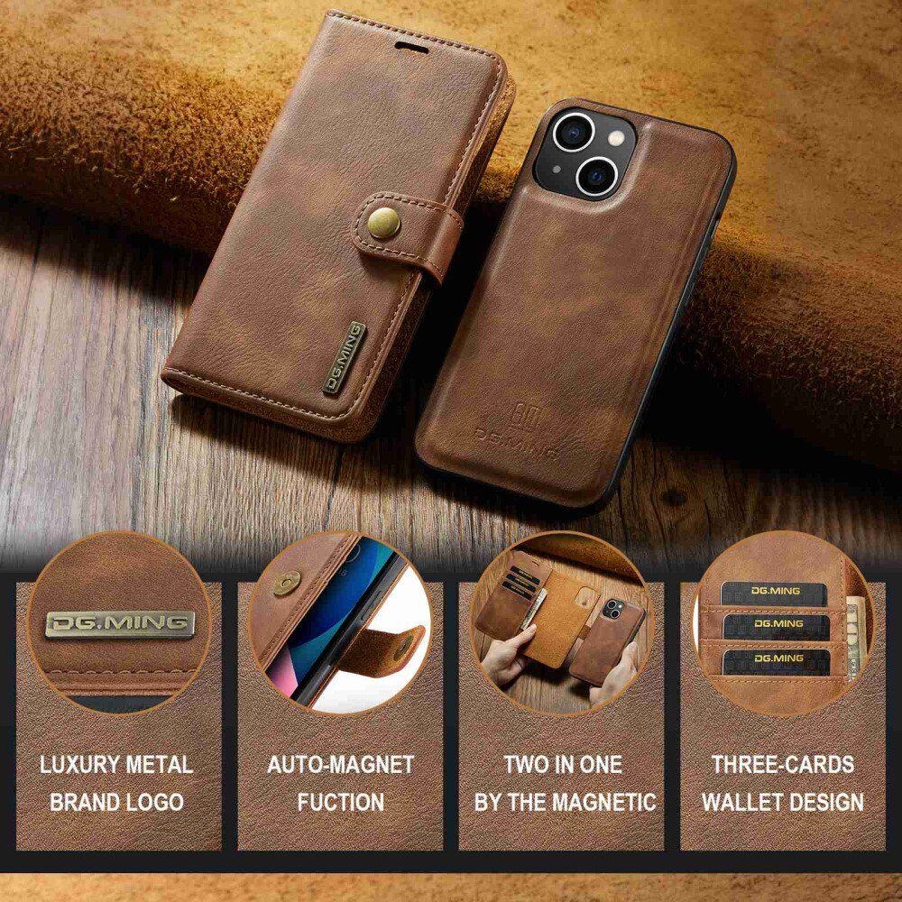 Magnet Wallet iPhone 14 Cognac