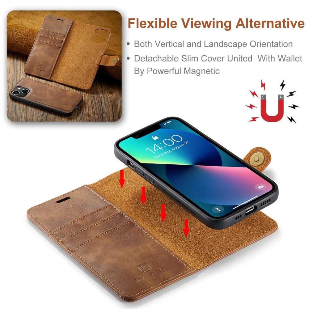 Magnet Wallet iPhone 14 Cognac