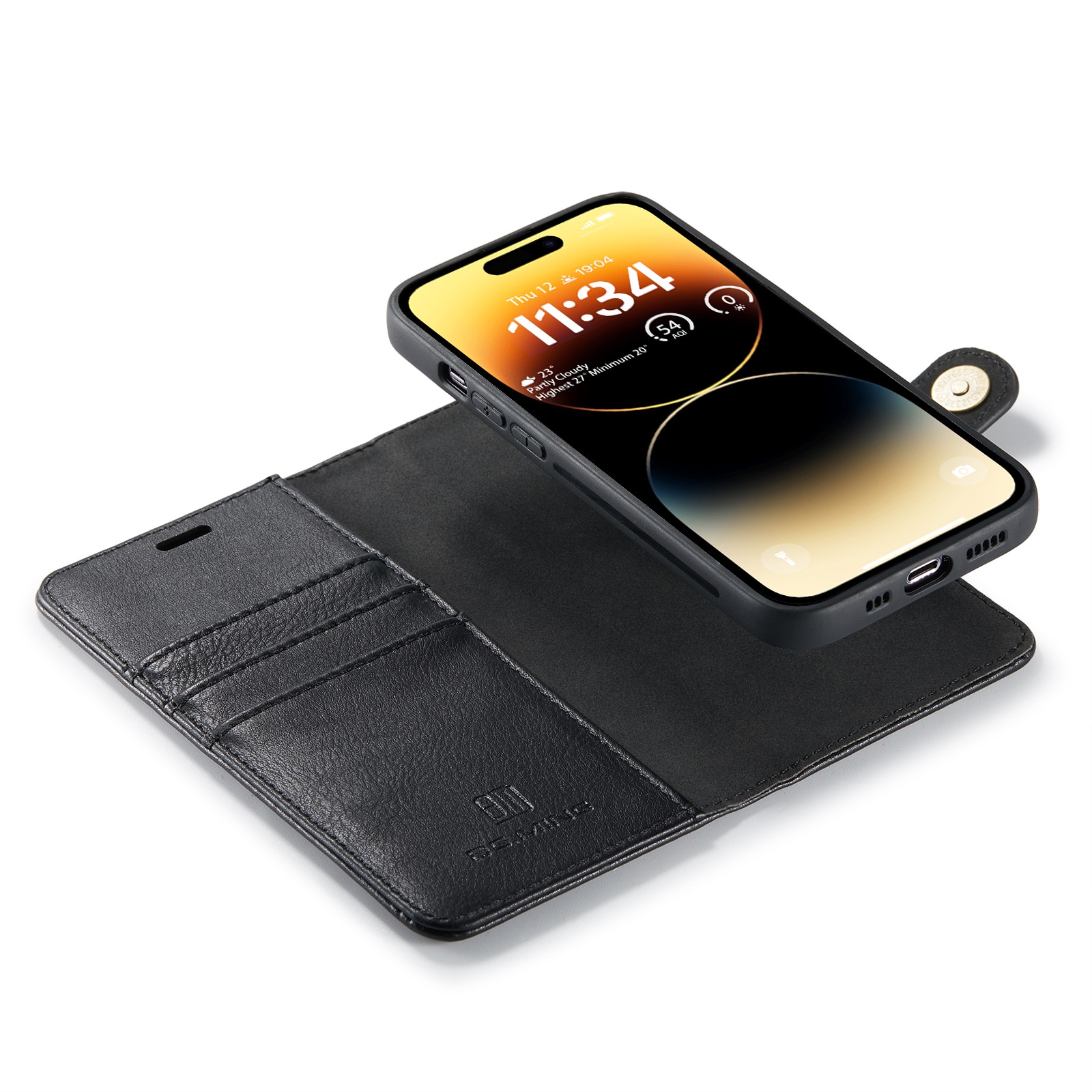 Magnet Wallet iPhone 14 Pro Max Zwart