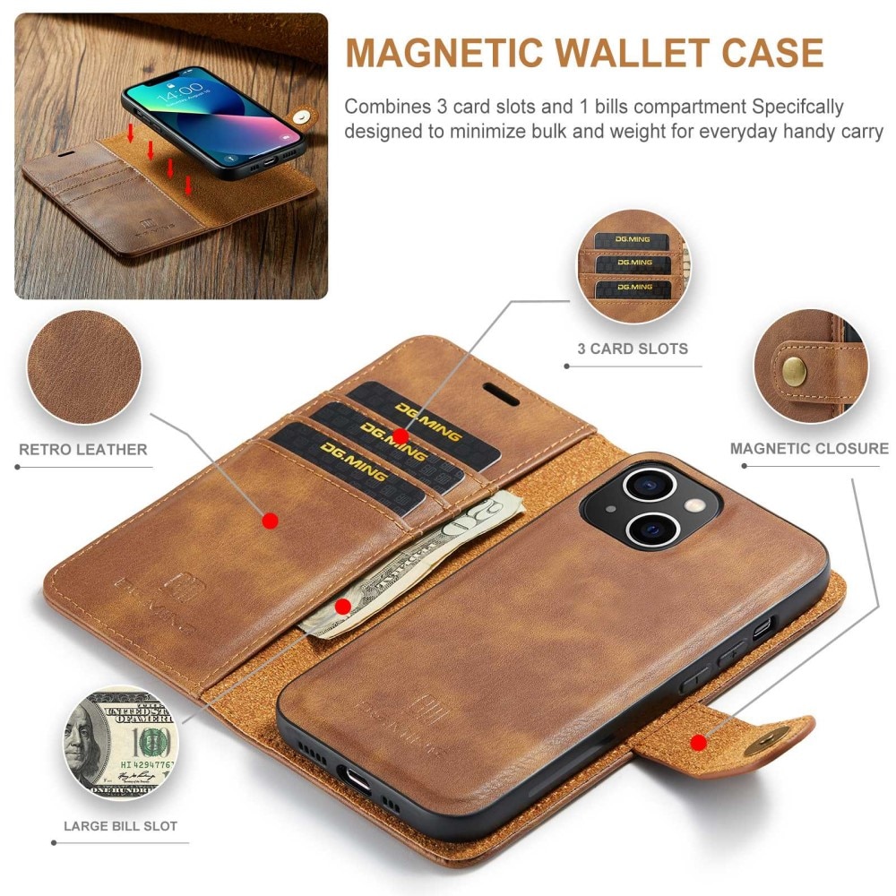 Magnet Wallet iPhone 14 Plus Cognac