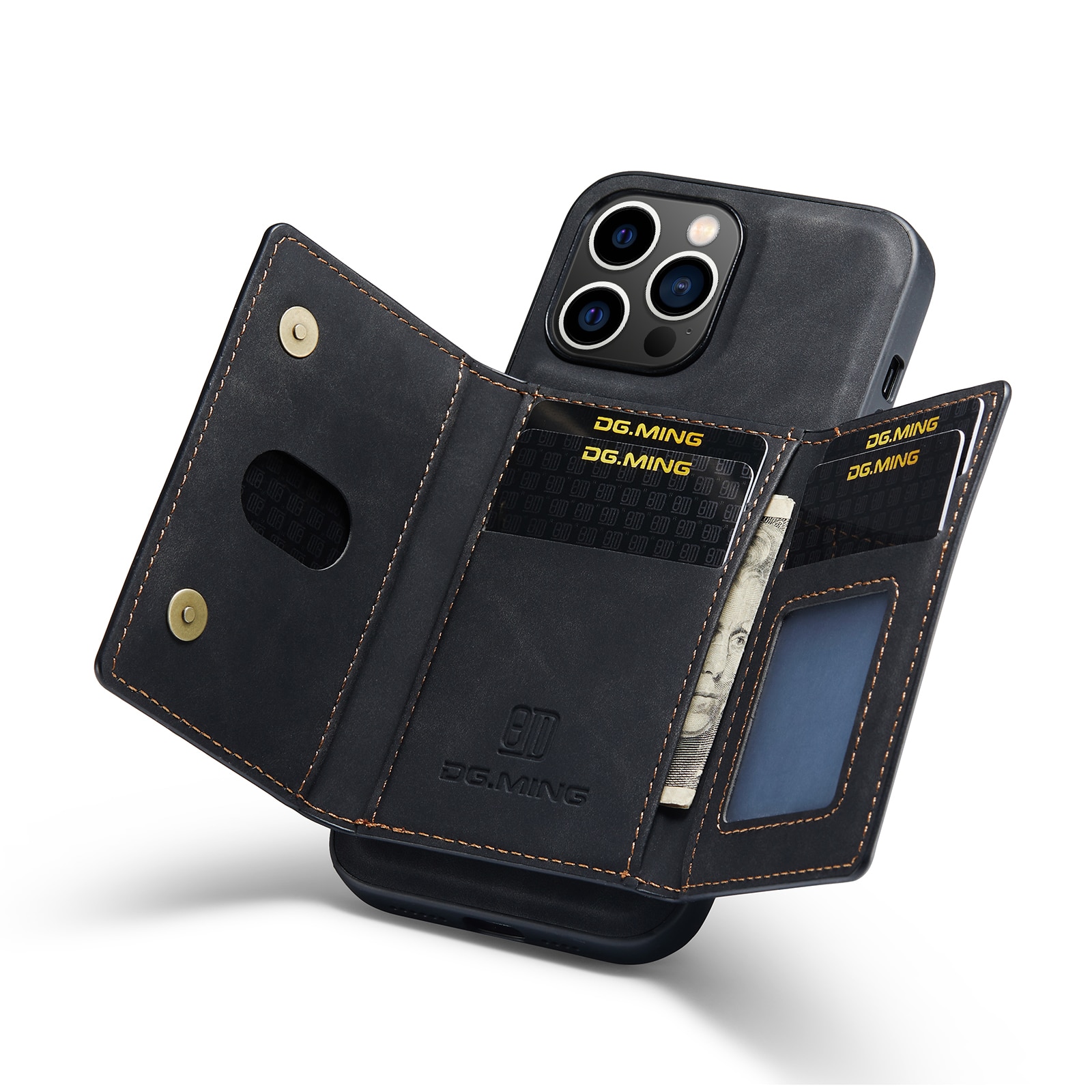 Magnetic Card Slots Case iPhone 14 Pro Zwart