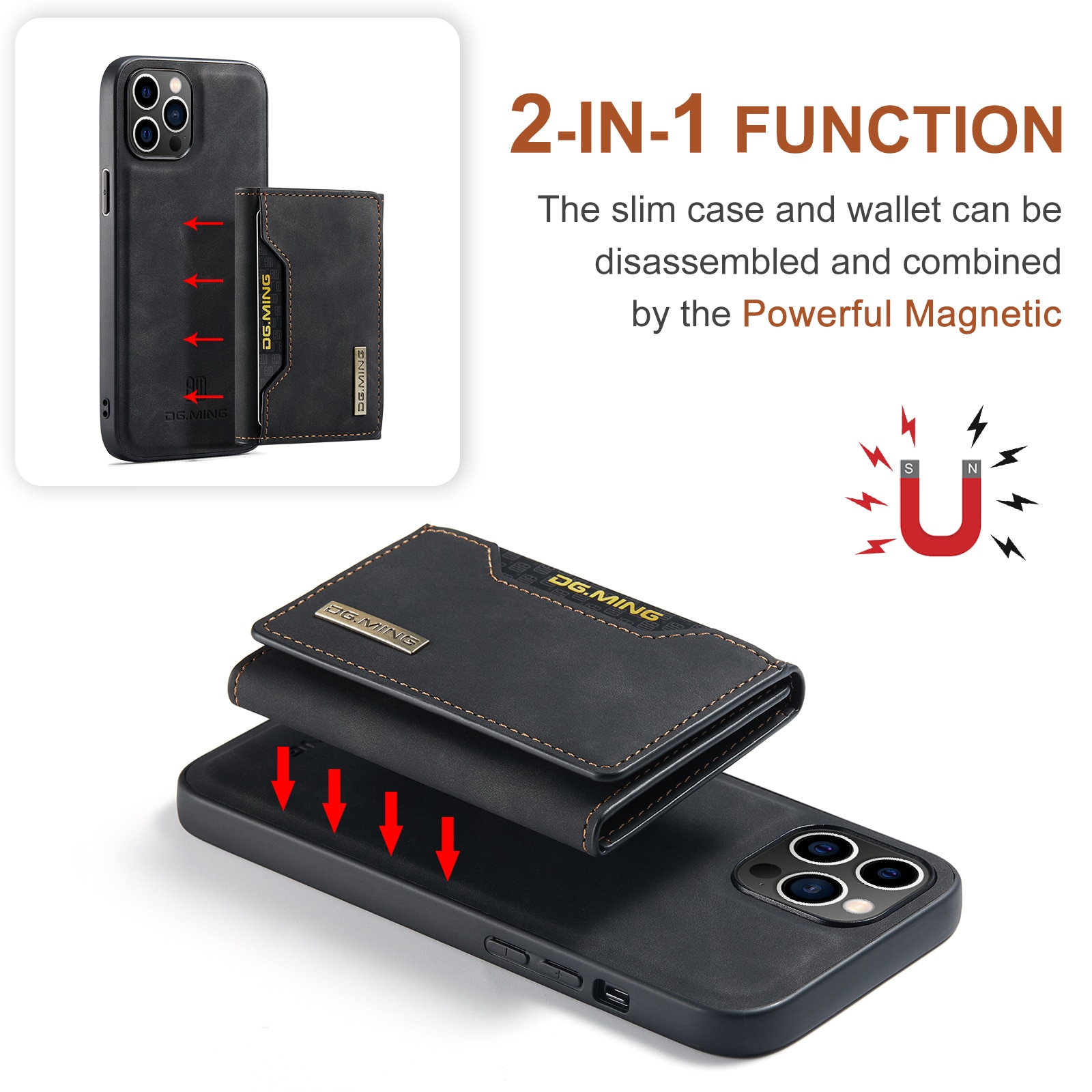 Magnetic Card Slots Case iPhone 15 Pro Black