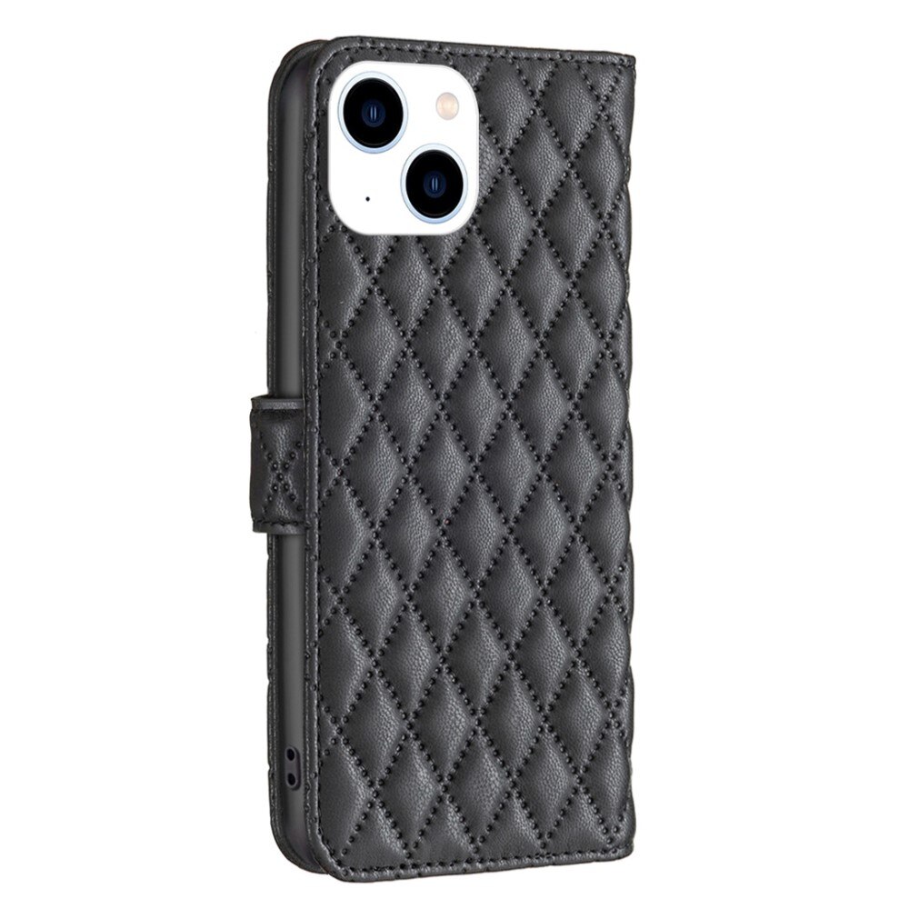 iPhone 14 Portemonnee hoesje Quilted Zwart