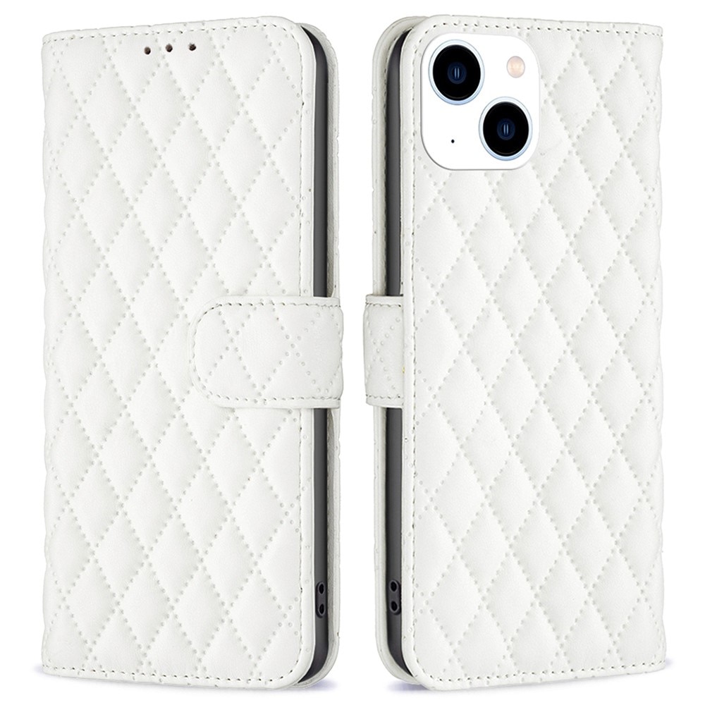 iPhone 14 Portemonnee hoesje Quilted Wit