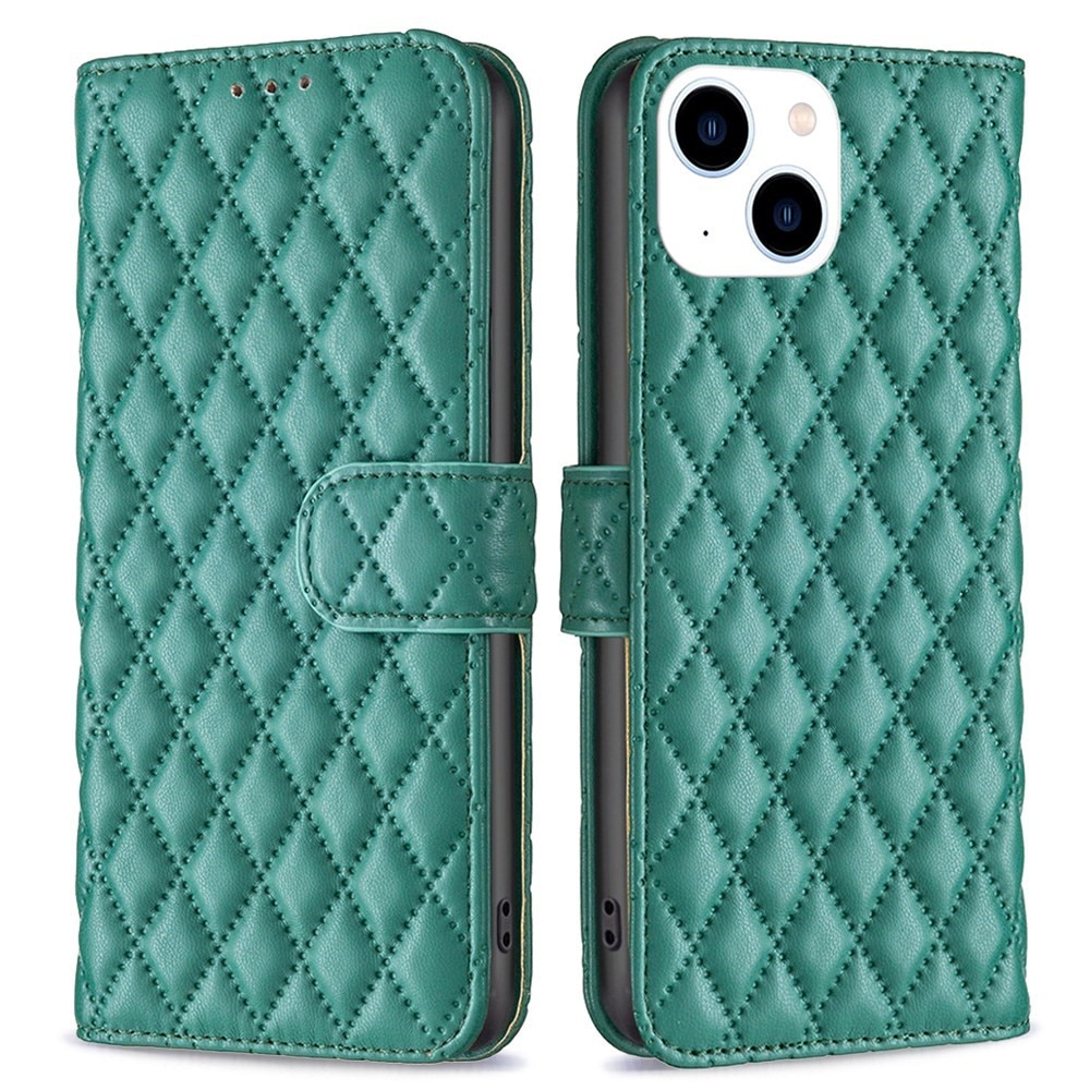 iPhone 14 Portemonnee hoesje Quilted Groen