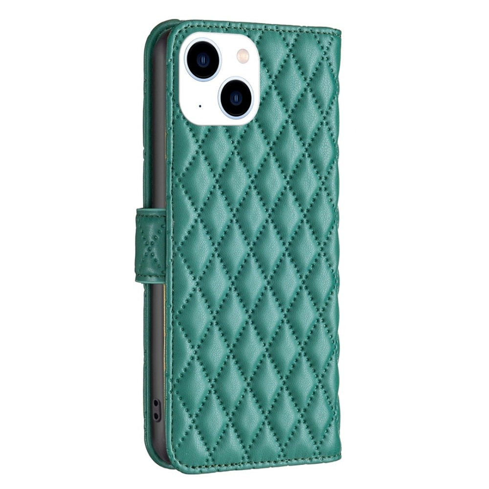 iPhone 14 Portemonnee hoesje Quilted Groen