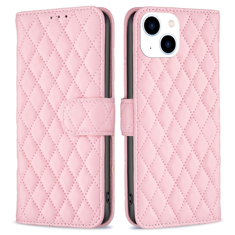 iPhone 14 Portemonnee hoesje Quilted Roze