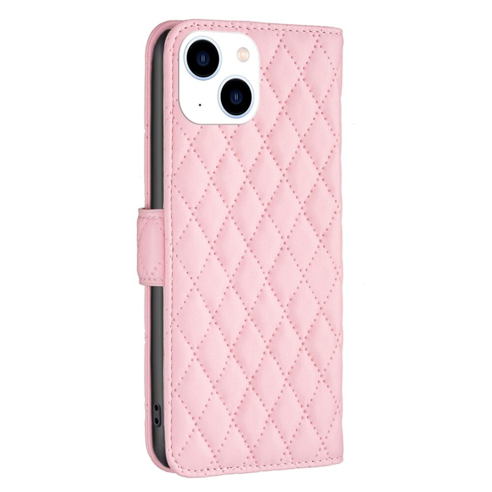 iPhone 14 Portemonnee hoesje Quilted Roze