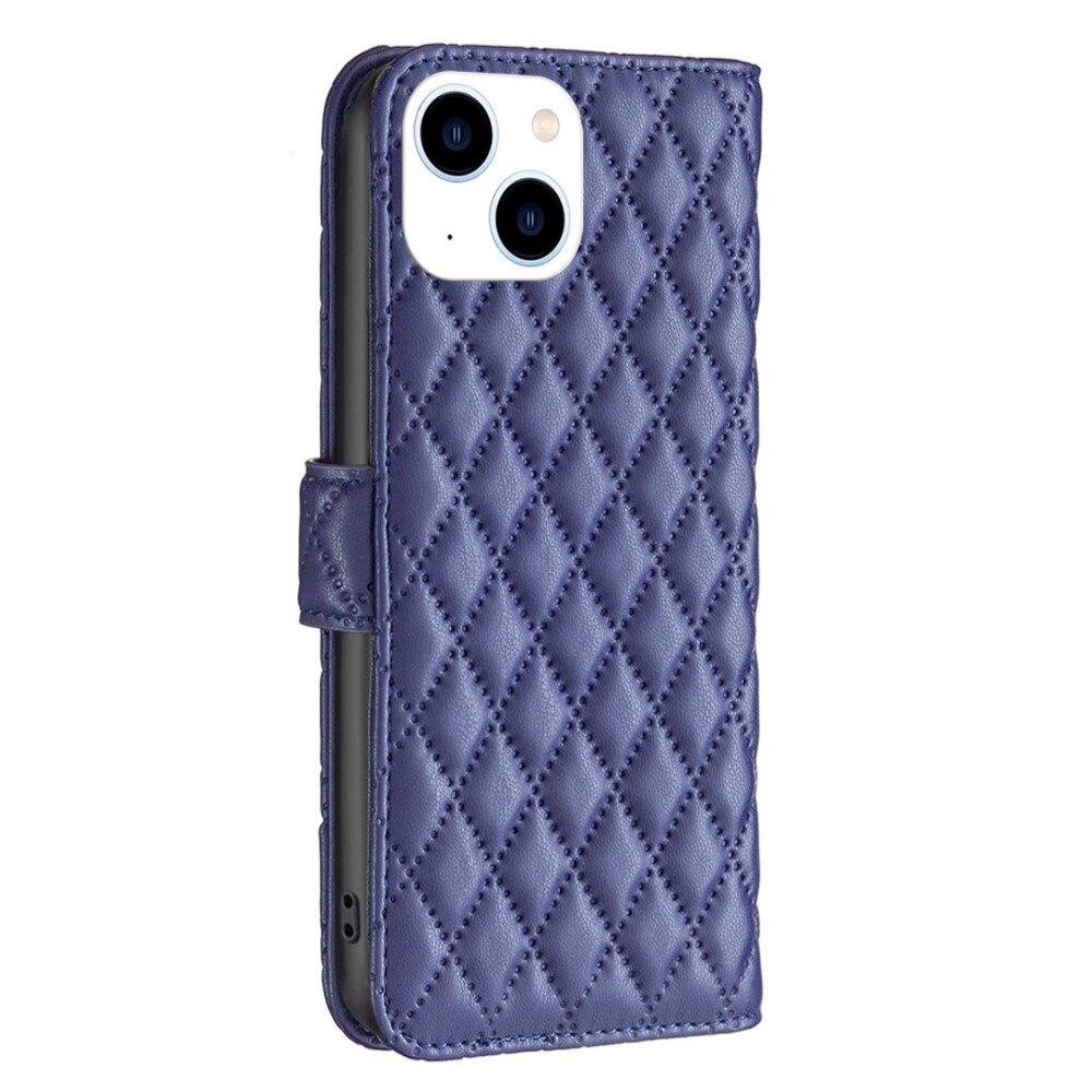 iPhone 14 Portemonnee hoesje Quilted Blauw