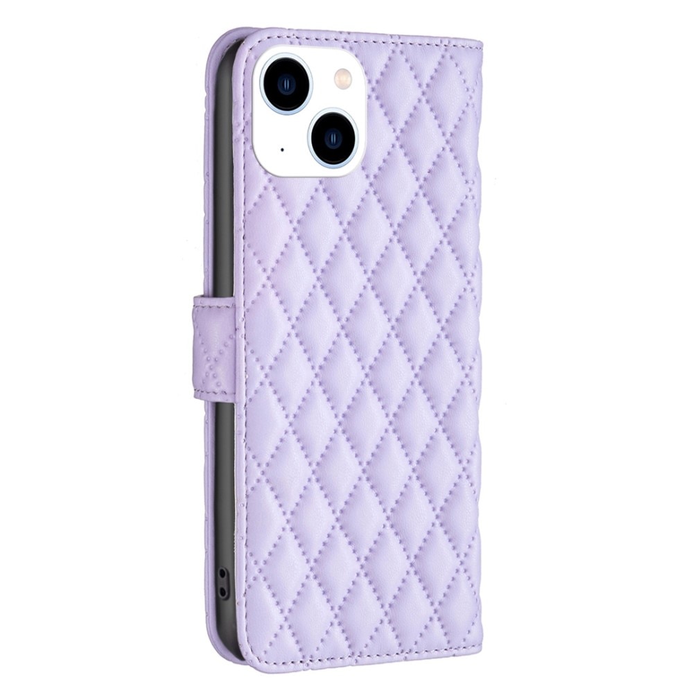 iPhone 14 Portemonnee hoesje Quilted Paars