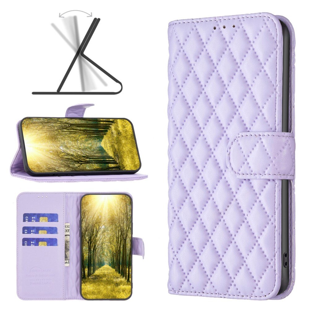 iPhone 14 Portemonnee hoesje Quilted Paars