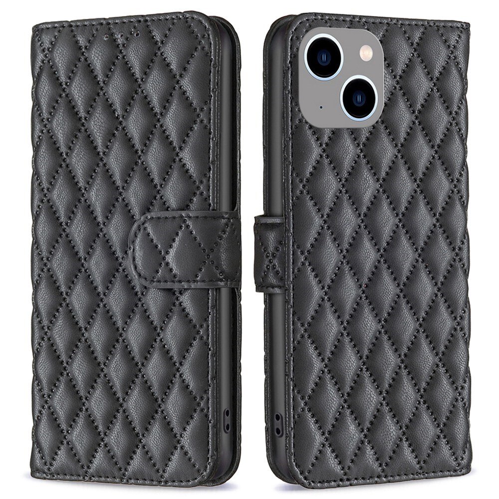 iPhone 14 Plus Portemonnee hoesje Quilted Zwart