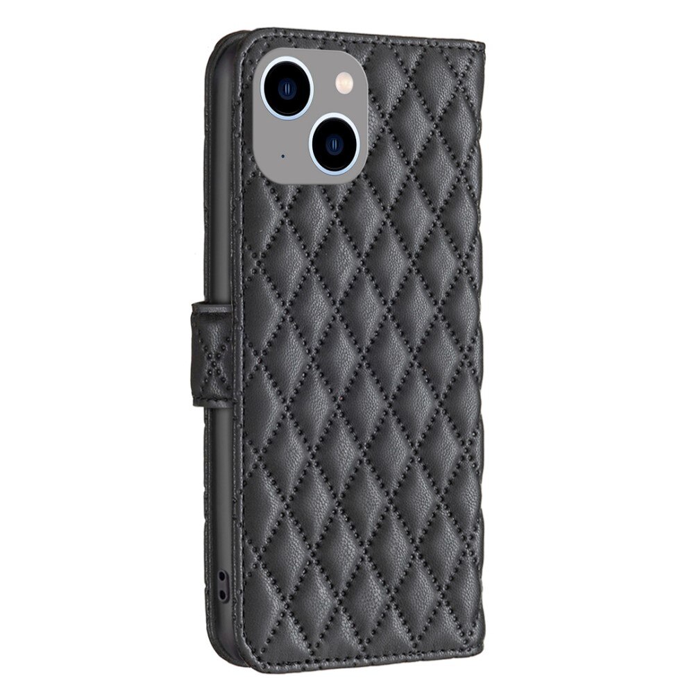 iPhone 14 Plus Portemonnee hoesje Quilted Zwart