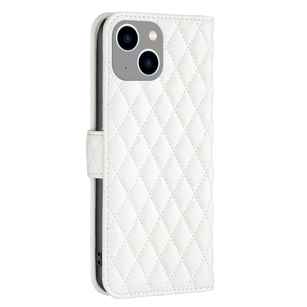 iPhone 14 Plus Portemonnee hoesje Quilted Wit