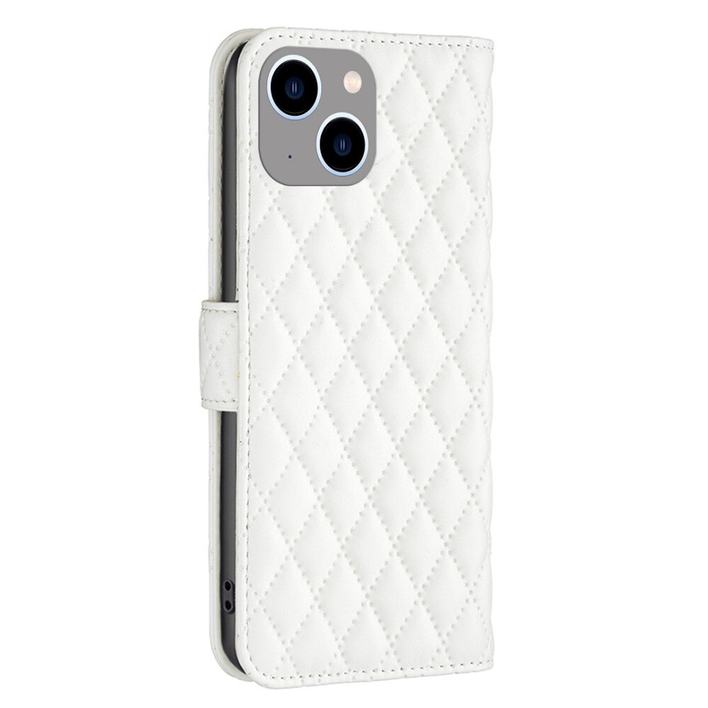 iPhone 14 Plus Portemonnee hoesje Quilted Wit