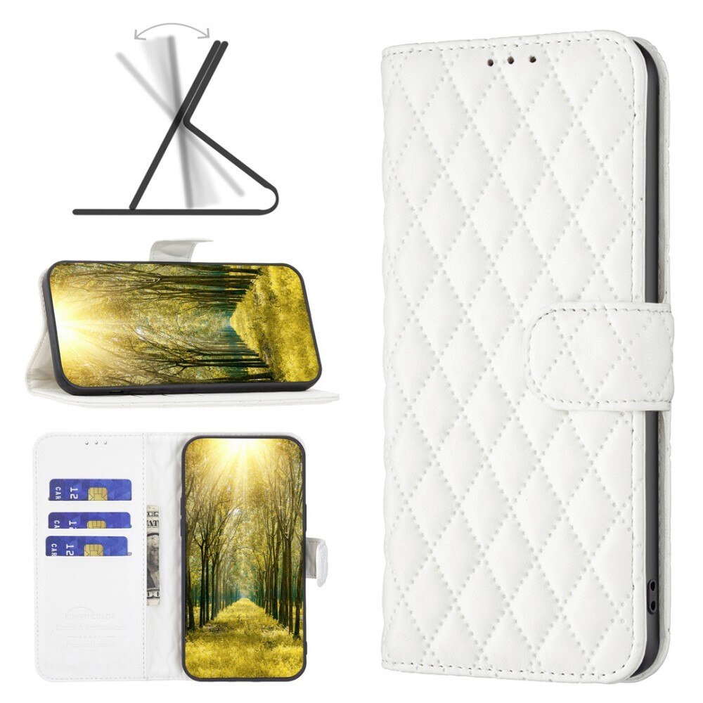 iPhone 14 Plus Portemonnee hoesje Quilted Wit