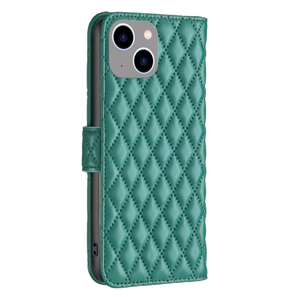 iPhone 14 Plus Portemonnee hoesje Quilted Groen