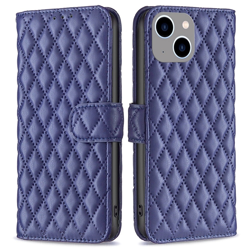 iPhone 14 Plus Portemonnee hoesje Quilted Blauw