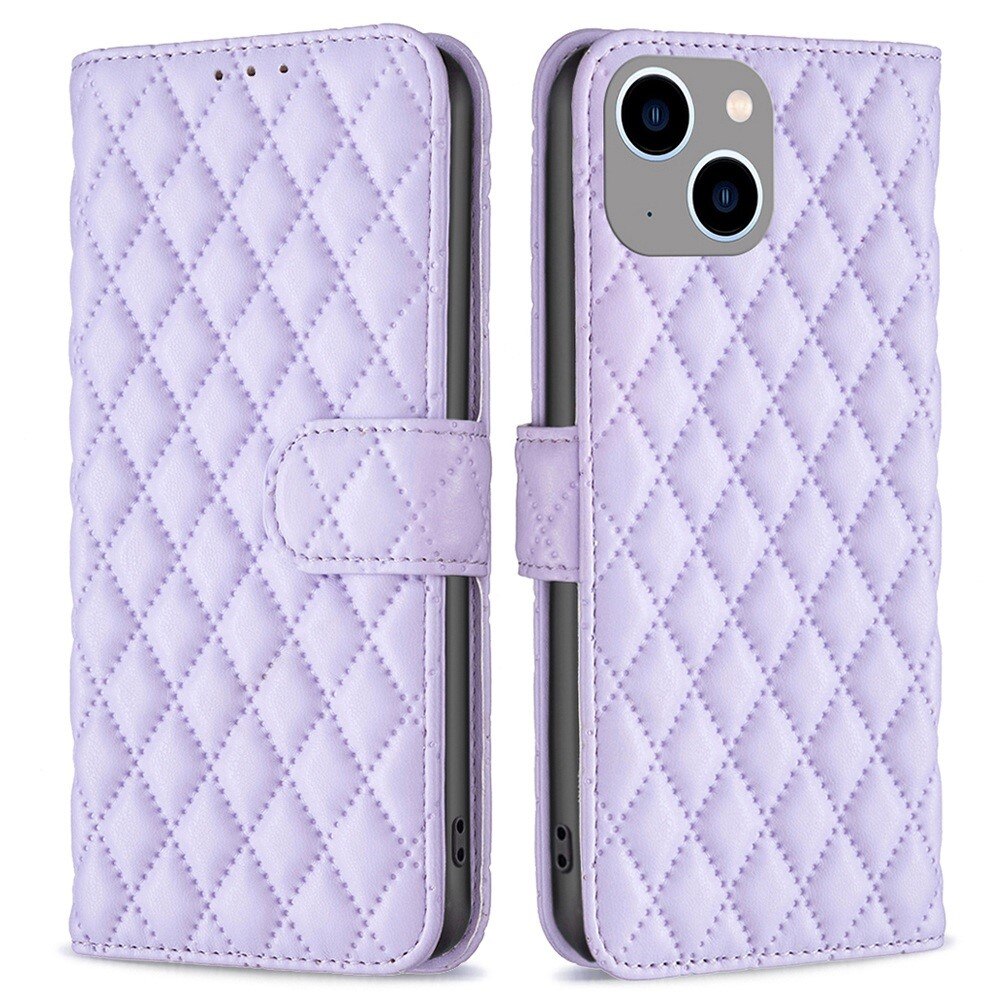 iPhone 14 Plus Portemonnee hoesje Quilted Paars